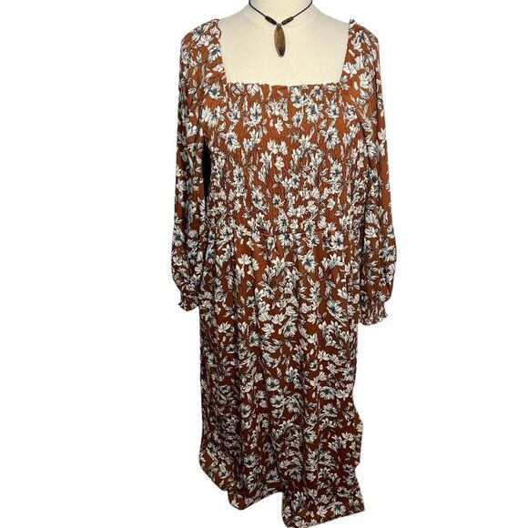 LaLigne Brown Floral‎ Cottagecore Midi Dress -- 3XL - Picture 4 of 13